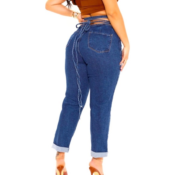 NWT Tie ‘Em Up Boyfriend Jeans—Medium Blue Wash, size 3 - Picture 8 of 9